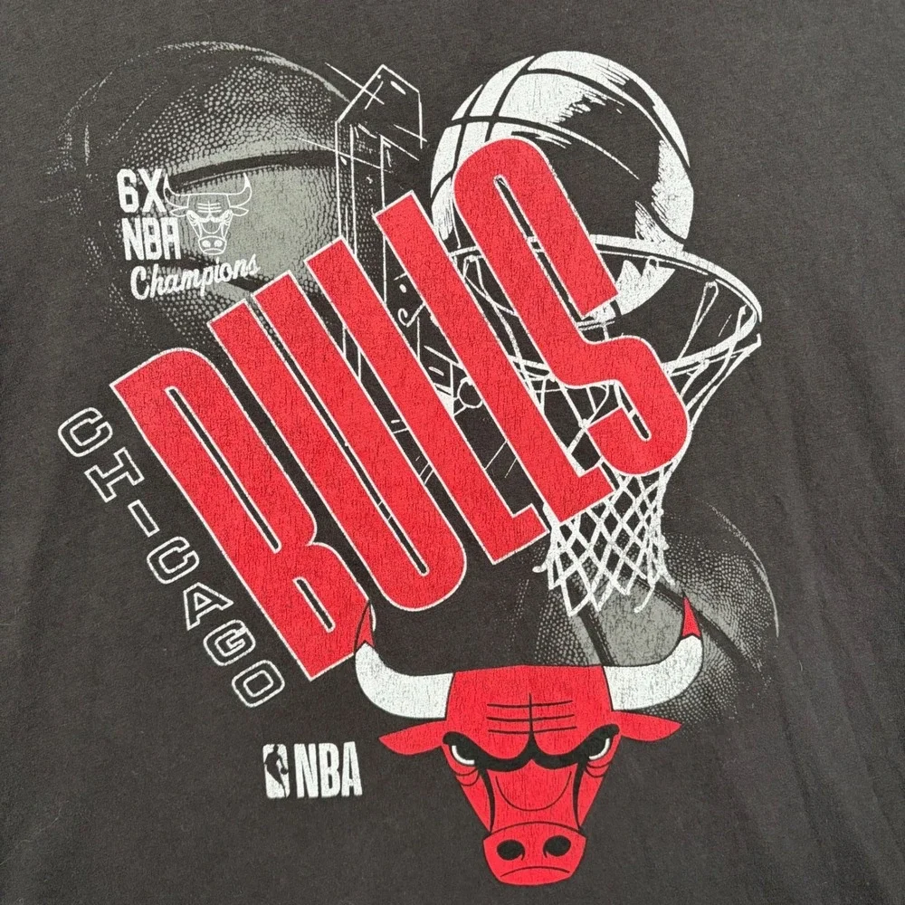 NBA Chicago Bulls‎ 6X Champions Graphic T-Shirt Mens Large Black Cotton Tee